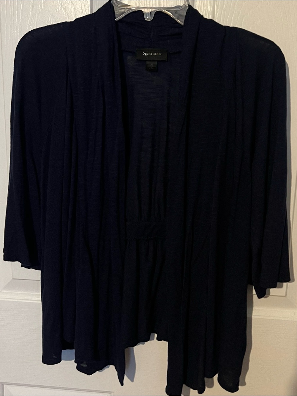 AB Studio Navy Blue Open Front Lightweight Cardigan - Size XL